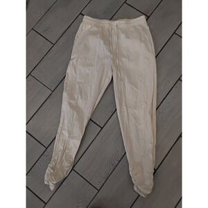 Runcati Mens Cotton Ruched Joggers Cream Beige Elastic Waist Drawstring M NWT